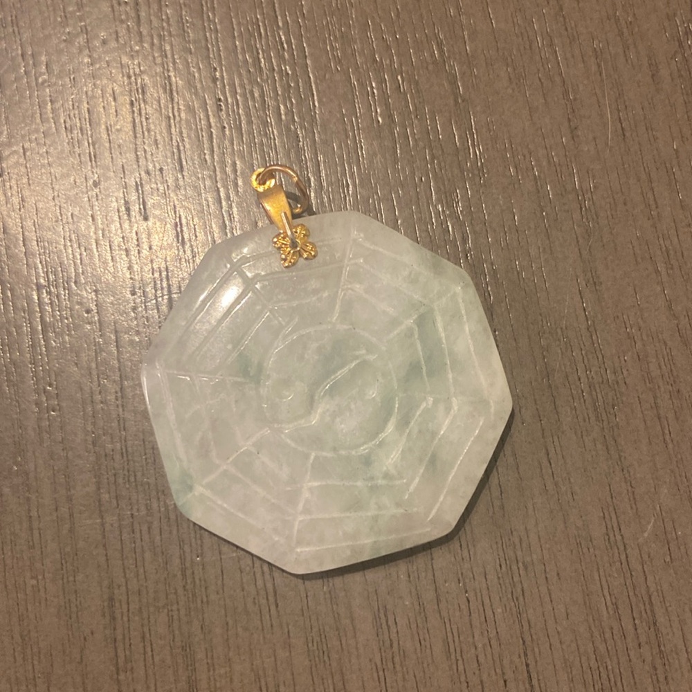 Vintage Handcarves Ying Yang Jade Pendant